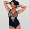 Lace Contrast Slimming Bodysuit