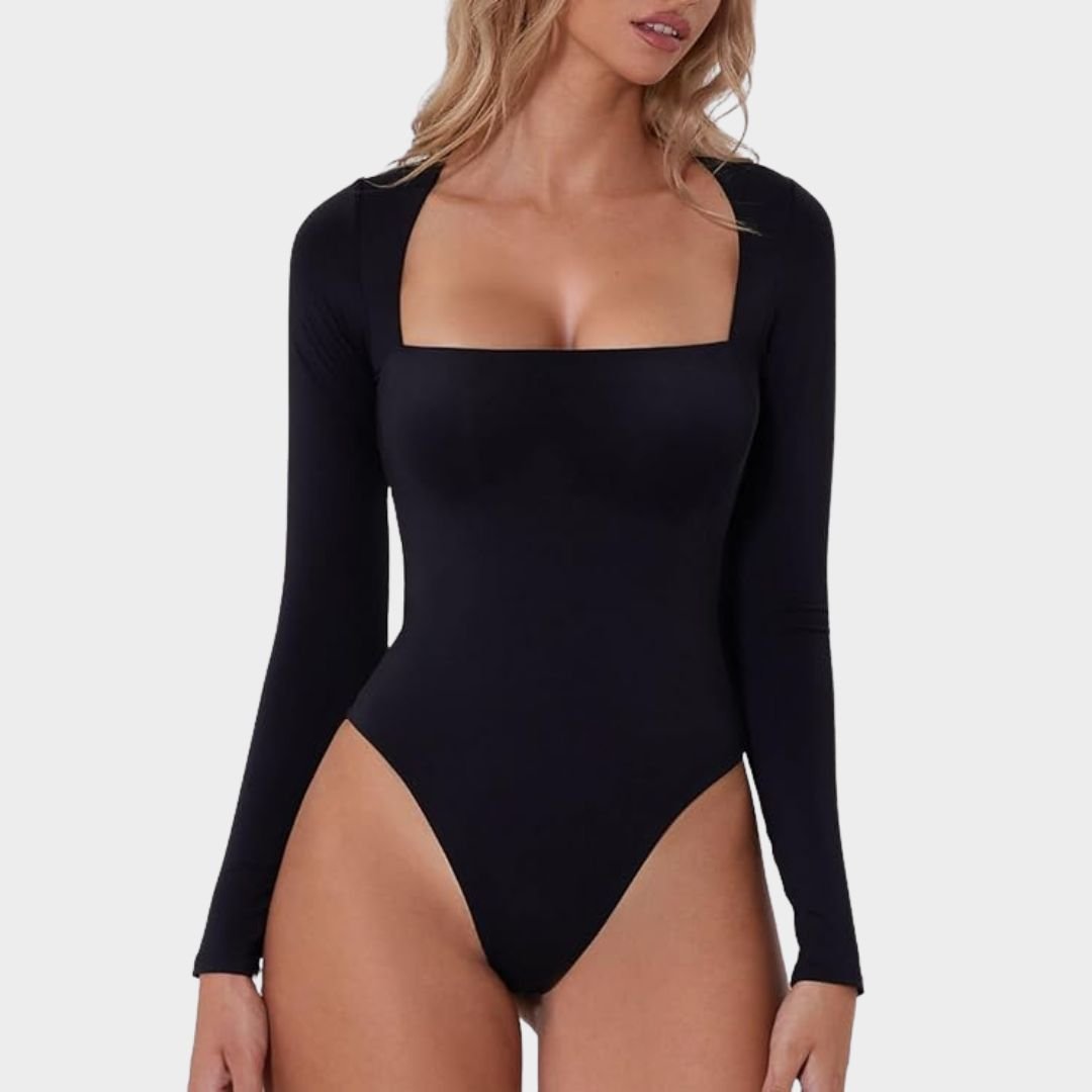 Long Sleeve Square Neck Bodysuit - Luxmery