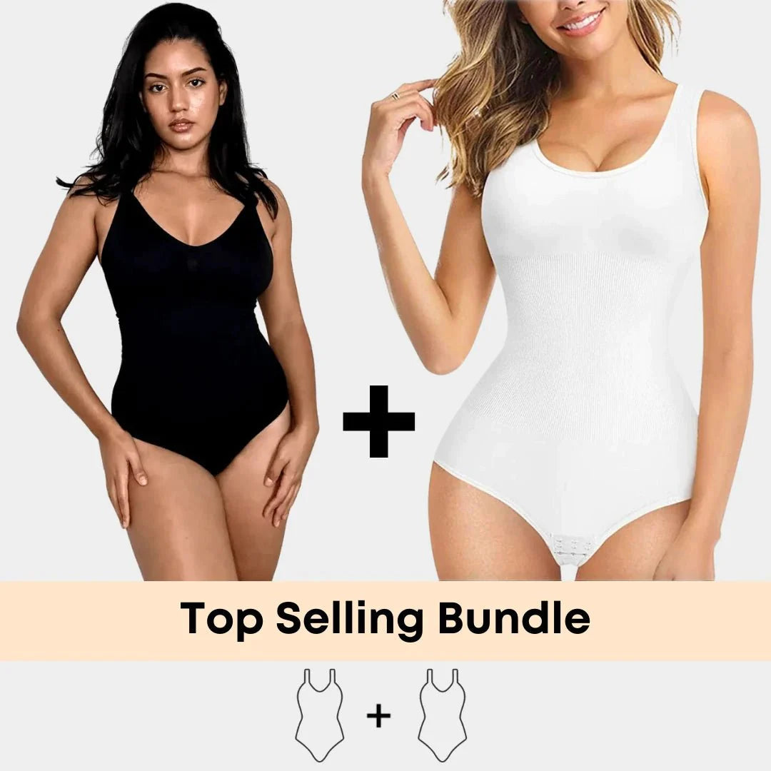 Luxmery Essentials Bundle - 1 Sculpting Bodysuit + 1 Round Neck Bodysuit - Luxmery