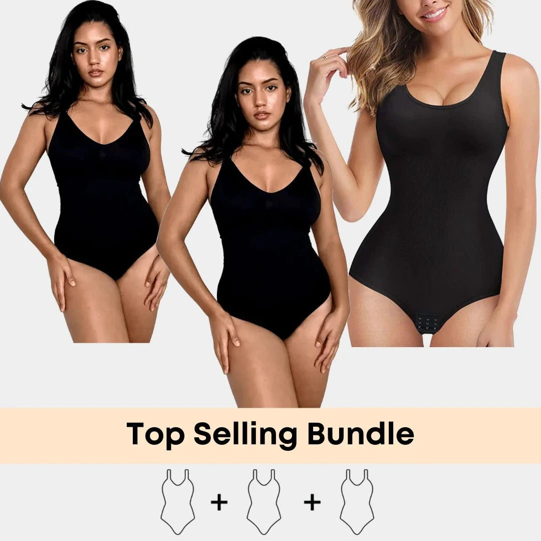 Luxmery Essentials Bundle - 2 Sculpting Bodysuits + 1 Round Neck Bodysuit - Luxmery